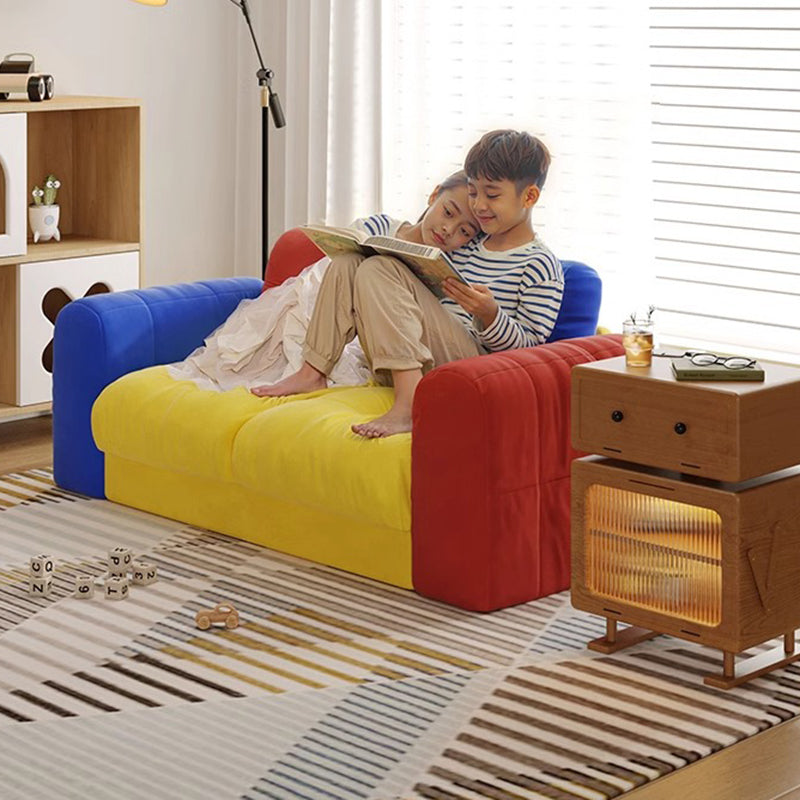Modern Minimalist Dopamine Rectangular Flannelette Solid Wood Sponge Sofa Backrest Armrest For Living Room