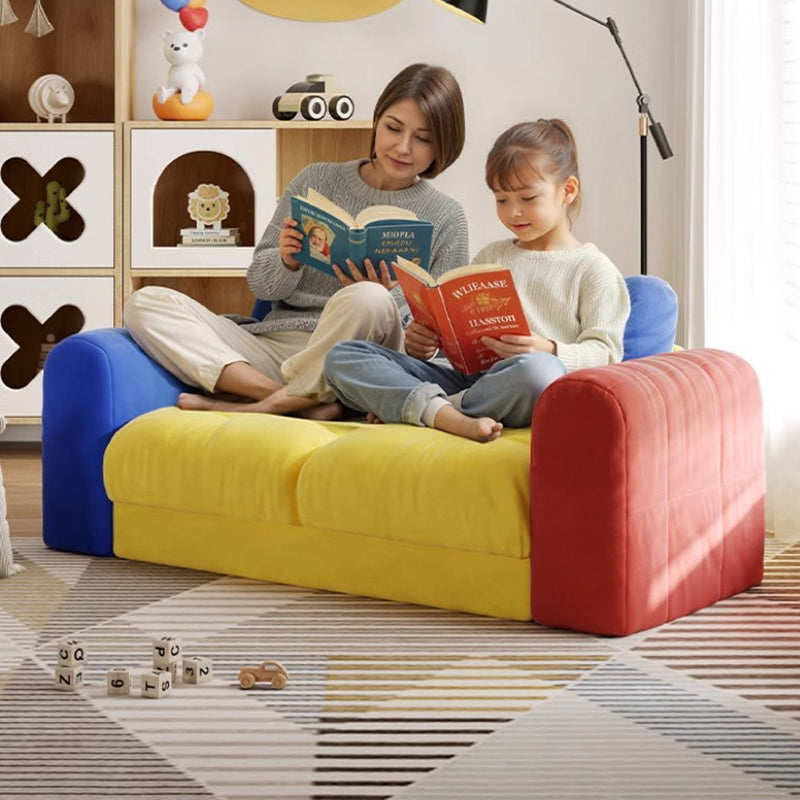 Modern Minimalist Dopamine Rectangular Flannelette Solid Wood Sponge Sofa Backrest Armrest For Living Room