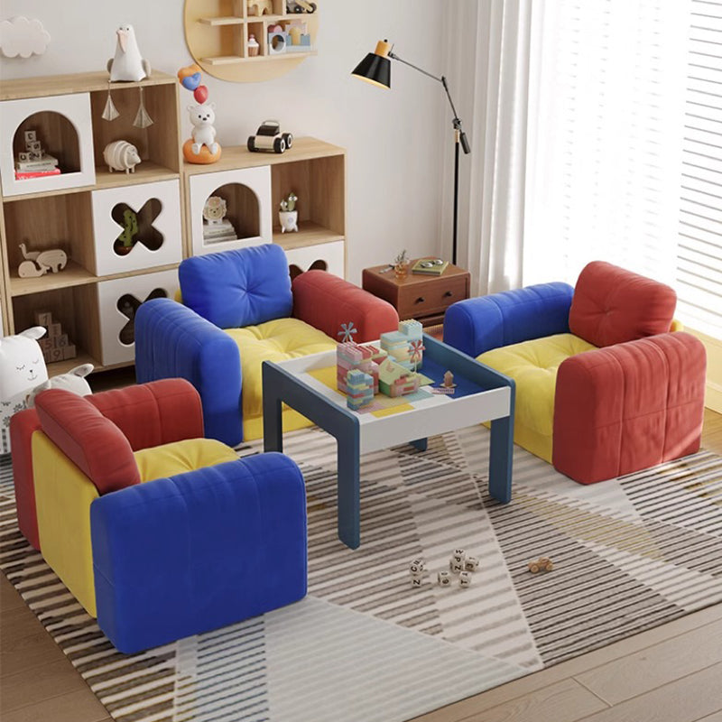 Modern Minimalist Dopamine Rectangular Flannelette Solid Wood Sponge Sofa Backrest Armrest For Living Room