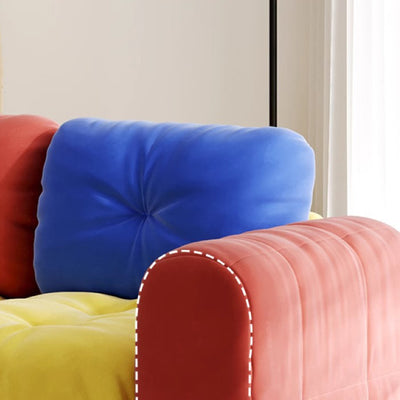 Modern Minimalist Dopamine Rectangular Flannelette Solid Wood Sponge Sofa Backrest Armrest For Living Room