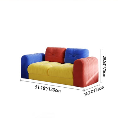 Modern Minimalist Dopamine Rectangular Flannelette Solid Wood Sponge Sofa Backrest Armrest For Living Room
