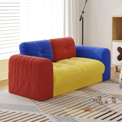 Modern Minimalist Dopamine Rectangular Flannelette Solid Wood Sponge Sofa Backrest Armrest For Living Room