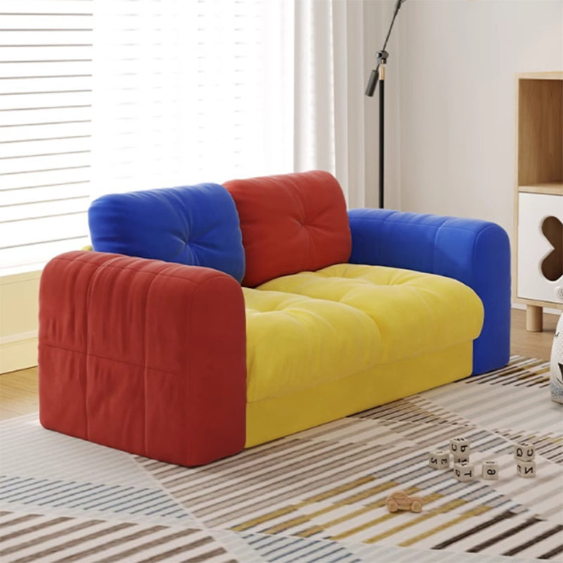 Modern Minimalist Dopamine Rectangular Flannelette Solid Wood Sponge Sofa Backrest Armrest For Living Room