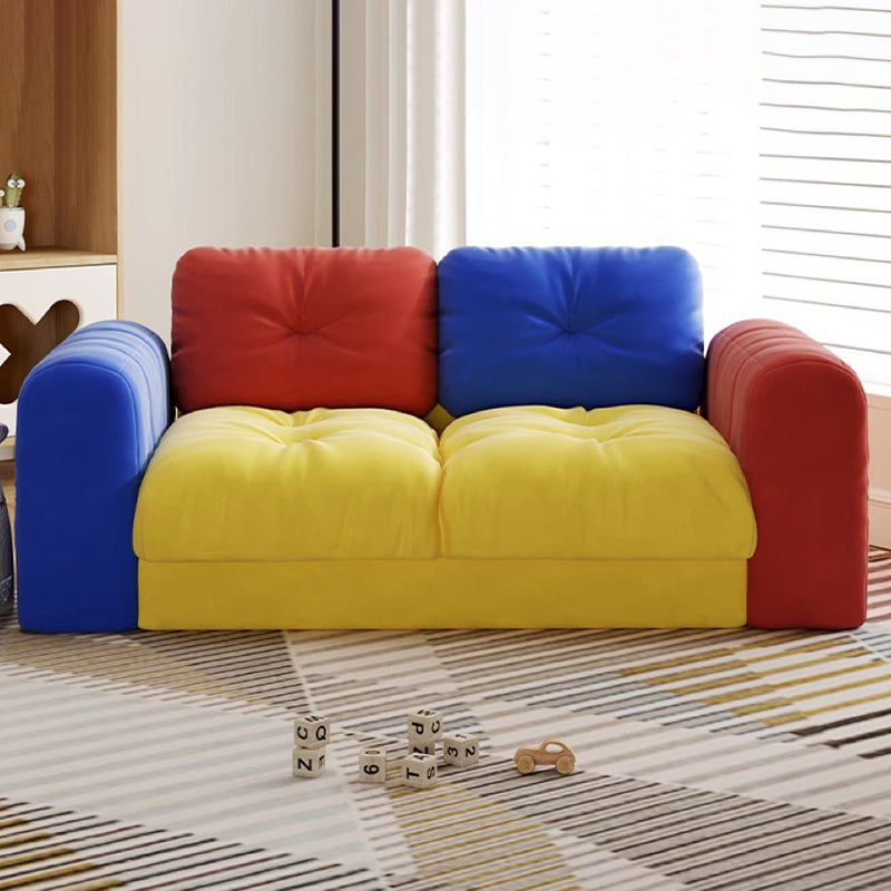 Modern Minimalist Dopamine Rectangular Flannelette Solid Wood Sponge Sofa Backrest Armrest For Living Room