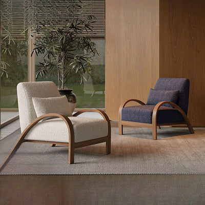 Traditional Vintage Rectangular Carbon Steel Lambswool Sponge Accent Chair Backrest Armrest For Living Room