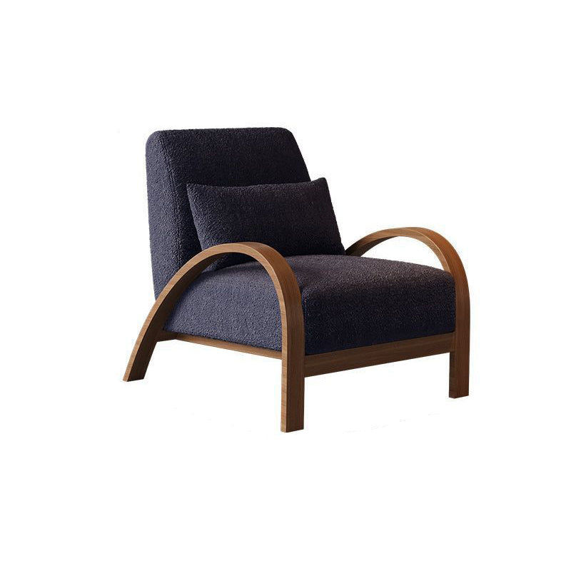 Traditional Vintage Rectangular Carbon Steel Lambswool Sponge Accent Chair Backrest Armrest For Living Room