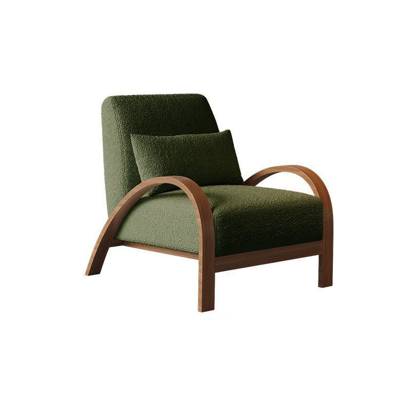 Traditional Vintage Rectangular Carbon Steel Lambswool Sponge Accent Chair Backrest Armrest For Living Room