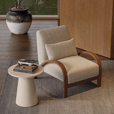Traditional Vintage Rectangular Carbon Steel Lambswool Sponge Accent Chair Backrest Armrest For Living Room