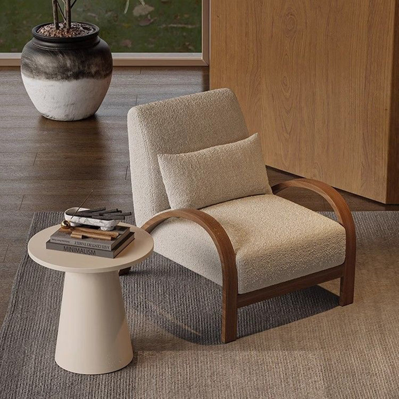 Traditional Vintage Rectangular Carbon Steel Lambswool Sponge Accent Chair Backrest Armrest For Living Room