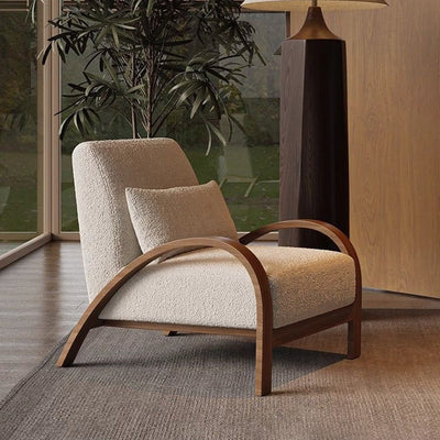 Traditional Vintage Rectangular Carbon Steel Lambswool Sponge Accent Chair Backrest Armrest For Living Room