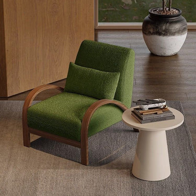 Traditional Vintage Rectangular Carbon Steel Lambswool Sponge Accent Chair Backrest Armrest For Living Room
