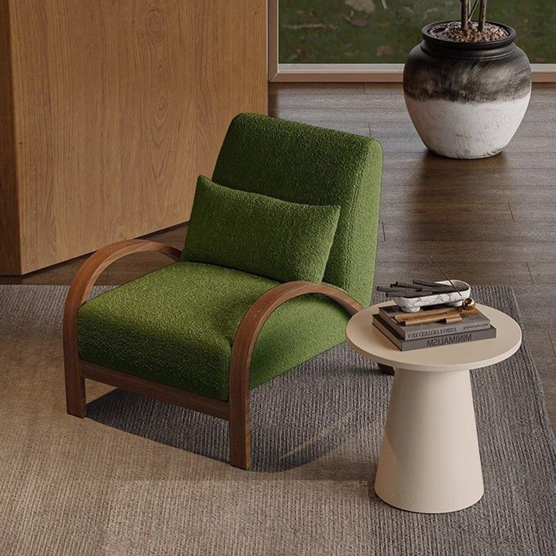 Traditional Vintage Rectangular Carbon Steel Lambswool Sponge Accent Chair Backrest Armrest For Living Room
