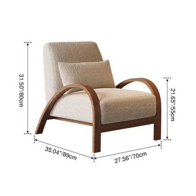 Traditional Vintage Rectangular Carbon Steel Lambswool Sponge Accent Chair Backrest Armrest For Living Room