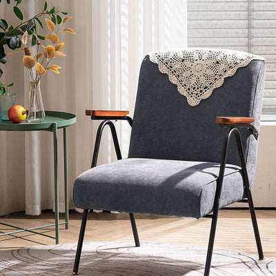 Traditional Rustic Rectangular Iron Corduroy Sponge Detachable Accent Chair Backrest Armrest For Living Room
