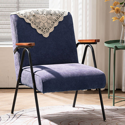 Traditional Rustic Rectangular Iron Corduroy Sponge Detachable Accent Chair Backrest Armrest For Living Room