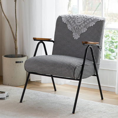 Traditional Rustic Rectangular Iron Corduroy Sponge Detachable Accent Chair Backrest Armrest For Living Room