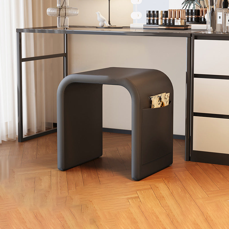 Contemporary Nordic U-Shape Multi-Layer Board Faux Leather Sponge Vanity Stool Backless Armless For Bedroom