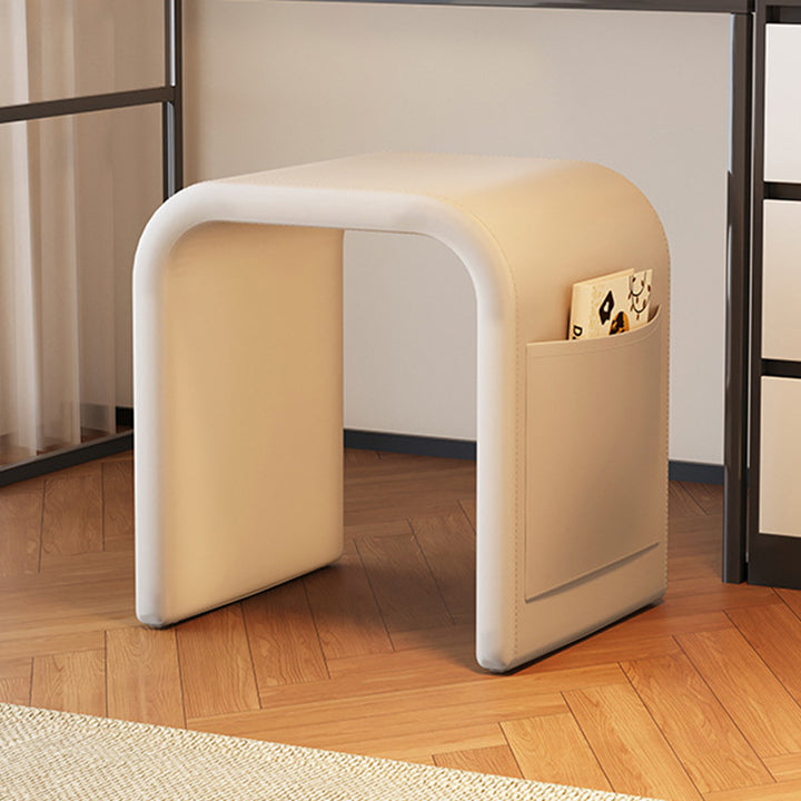 Contemporary Nordic U-Shape Multi-Layer Board Faux Leather Sponge Vanity Stool Backless Armless For Bedroom
