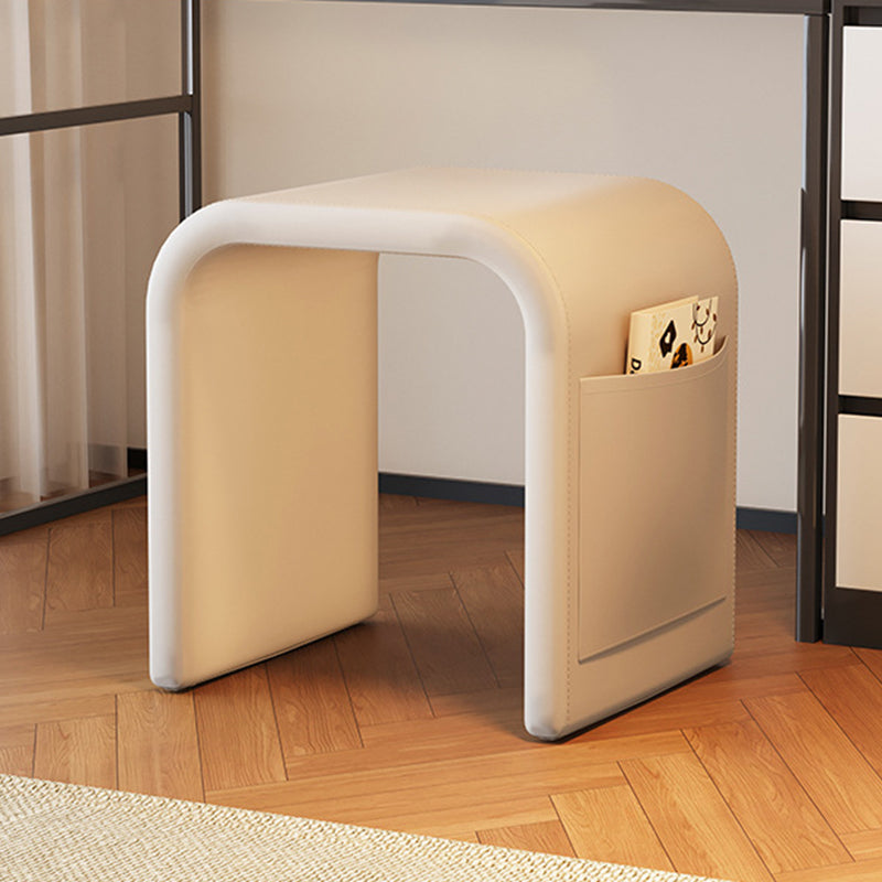 Contemporary Nordic U-Shape Multi-Layer Board Faux Leather Sponge Vanity Stool Backless Armless For Bedroom