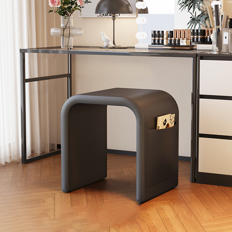 Contemporary Nordic U-Shape Multi-Layer Board Faux Leather Sponge Vanity Stool Backless Armless For Bedroom