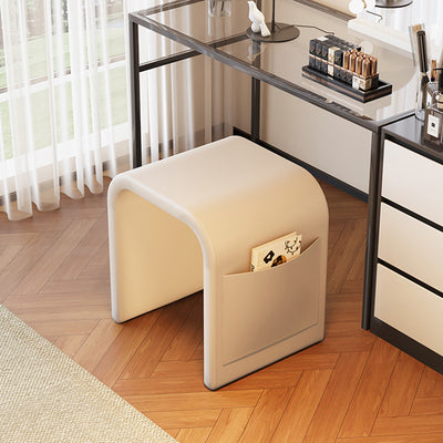 Contemporary Nordic U-Shape Multi-Layer Board Faux Leather Sponge Vanity Stool Backless Armless For Bedroom