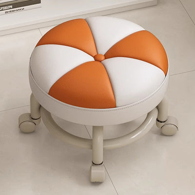 Modern Simplicity Kids Movable Round PU Leather Carbon Steel Sponge Low Stool For Living Room