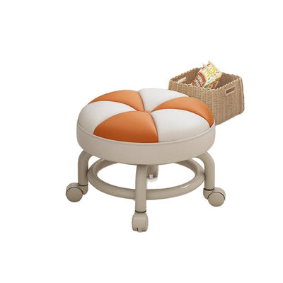 Modern Simplicity Kids Movable Round PU Leather Carbon Steel Sponge Low Stool For Living Room