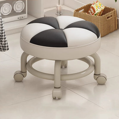 Modern Simplicity Kids Movable Round PU Leather Carbon Steel Sponge Low Stool For Living Room