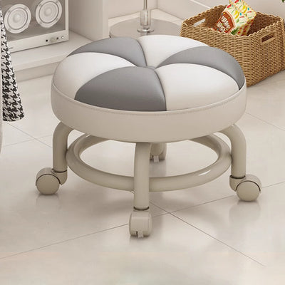 Modern Simplicity Kids Movable Round PU Leather Carbon Steel Sponge Low Stool For Living Room