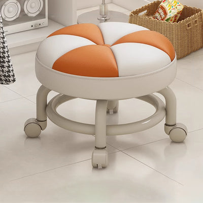 Modern Simplicity Kids Movable Round PU Leather Carbon Steel Sponge Low Stool For Living Room