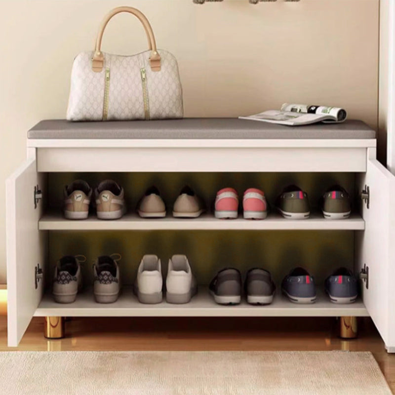 Contemporary Nordic Rectangular MDF Faux Leather Sponge Shoe Bench Backless Armless For Hallway