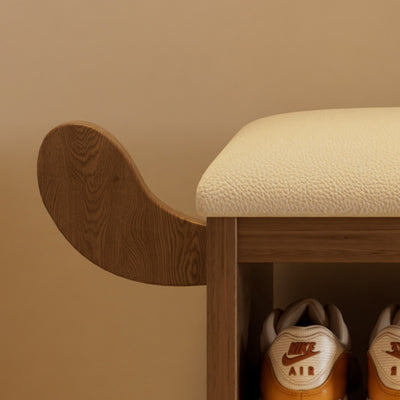 Modern Art Deco Dog Rubberwood PU Leather Sponge Kids Shoe Bench Backless Armless For Entryway