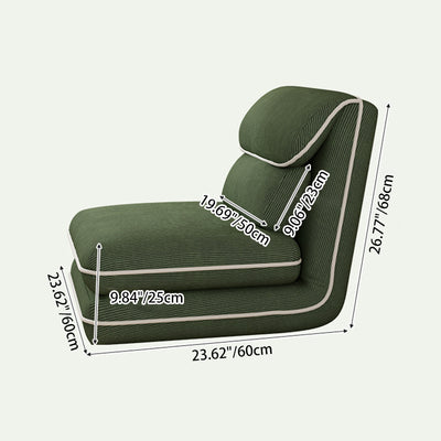 Modern Minimalist Foldable Rectangular Iron Corduroy PP Cotton Sponge Recliner Backrest Armless For Bedroom