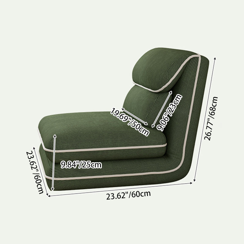 Modern Minimalist Foldable Rectangular Iron Corduroy PP Cotton Sponge Recliner Backrest Armless For Bedroom
