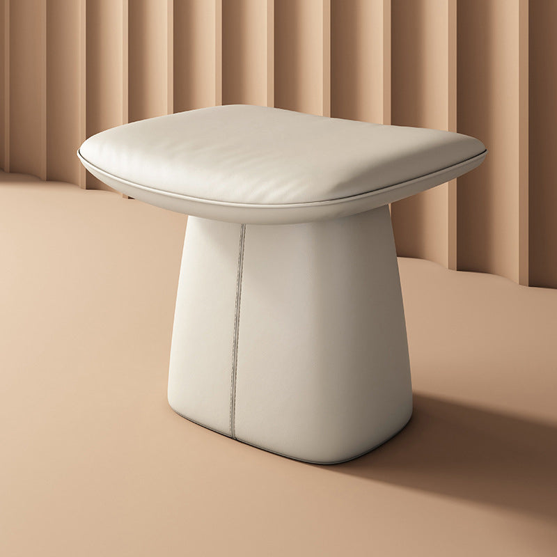 Contemporary Nordic Rectangular Solid Wood Microfiber Leather Sponge Vanity Stool Backless Armless For Bedroom