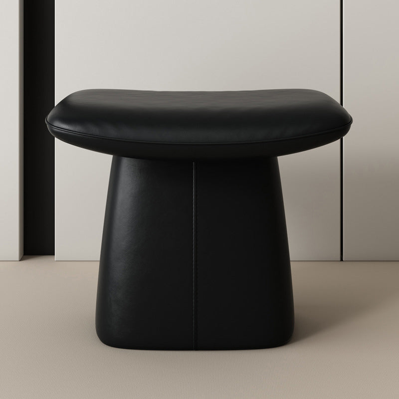 Contemporary Nordic Rectangular Solid Wood Microfiber Leather Sponge Vanity Stool Backless Armless For Bedroom
