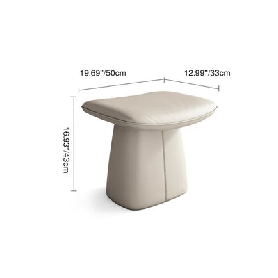 Contemporary Nordic Rectangular Solid Wood Microfiber Leather Sponge Vanity Stool Backless Armless For Bedroom