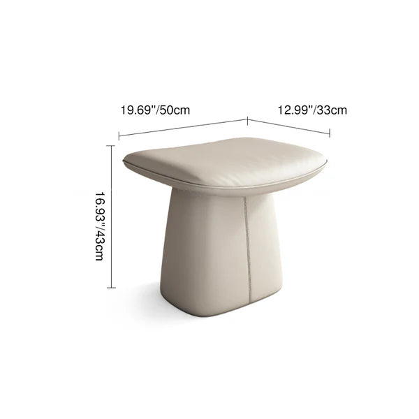 Contemporary Nordic Rectangular Solid Wood Microfiber Leather Sponge Vanity Stool Backless Armless For Bedroom