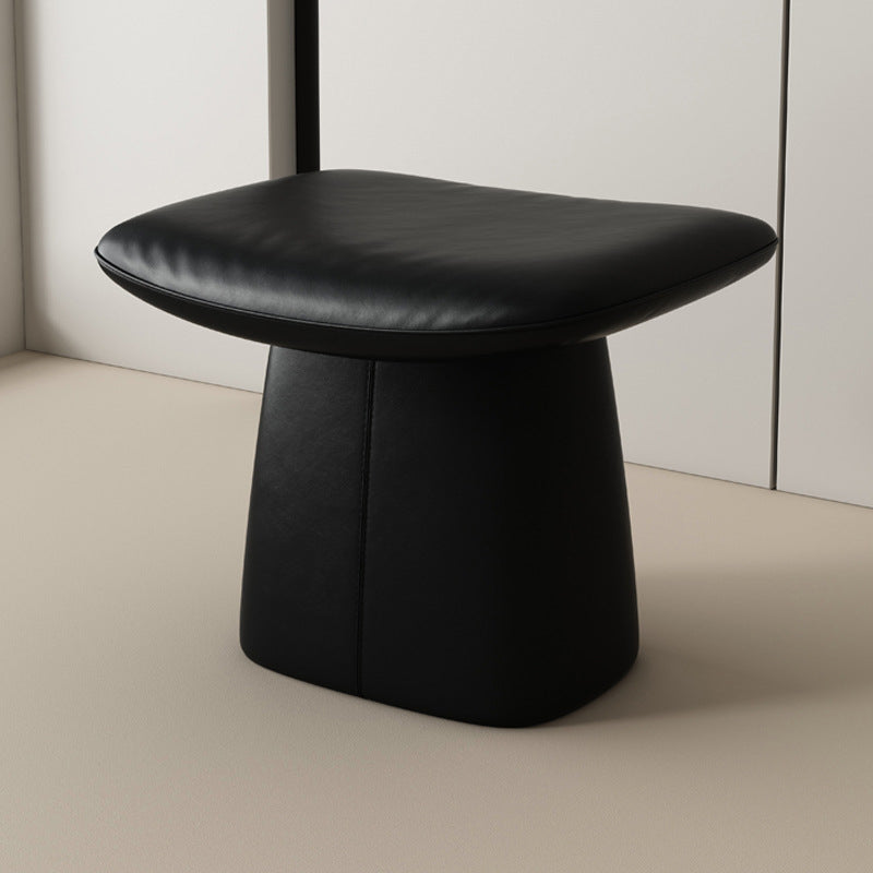 Contemporary Nordic Rectangular Solid Wood Microfiber Leather Sponge Vanity Stool Backless Armless For Bedroom