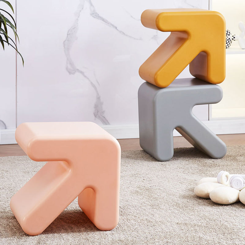 Contemporary Creative Arrow Plastic Kids Low Stool Backless Armless For Hallway