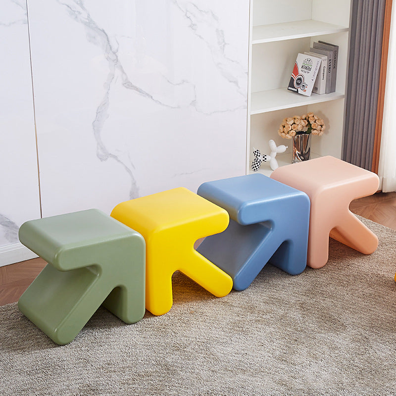 Contemporary Creative Arrow Plastic Kids Low Stool Backless Armless For Hallway