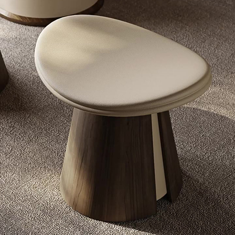 Traditional Vintage Arc Solid Wood Plywood Microfiber Leather Sponge Low Stool Backless Armless For Living Room