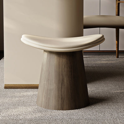 Traditional Vintage Arc Solid Wood Plywood Microfiber Leather Sponge Low Stool Backless Armless For Living Room