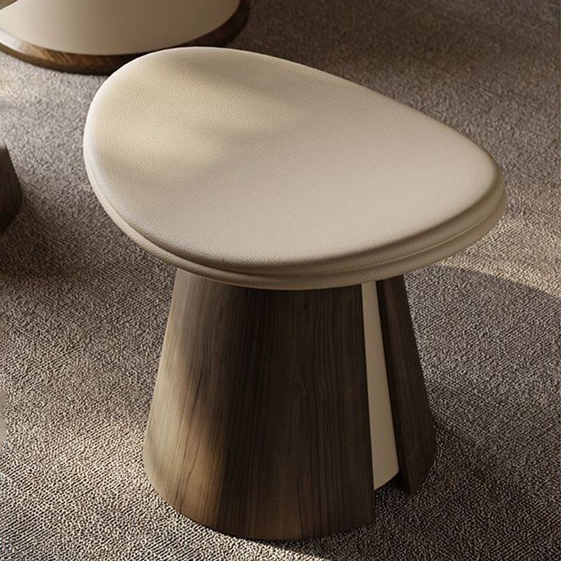 Traditional Vintage Arc Solid Wood Plywood Microfiber Leather Sponge Low Stool Backless Armless For Living Room