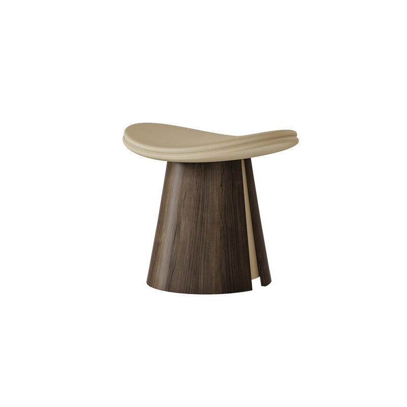 Traditional Vintage Arc Solid Wood Plywood Microfiber Leather Sponge Low Stool Backless Armless For Living Room