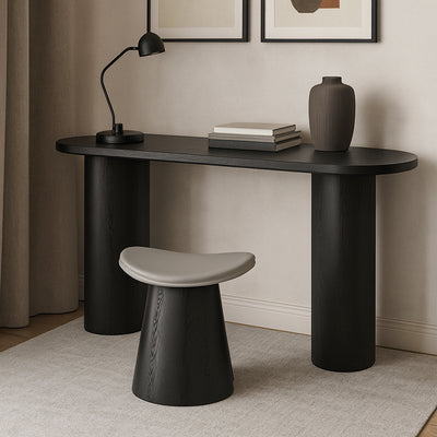 Traditional Vintage Arc Solid Wood Plywood Microfiber Leather Sponge Low Stool Backless Armless For Living Room