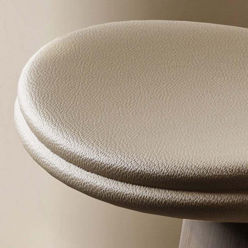 Traditional Vintage Arc Solid Wood Plywood Microfiber Leather Sponge Low Stool Backless Armless For Living Room