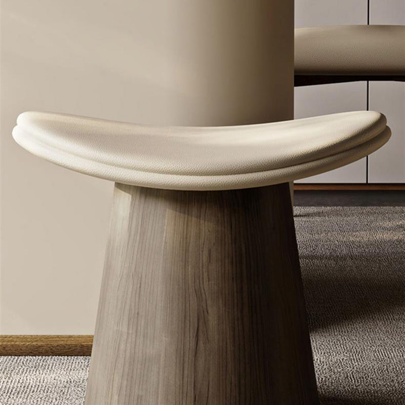Traditional Vintage Arc Solid Wood Plywood Microfiber Leather Sponge Low Stool Backless Armless For Living Room
