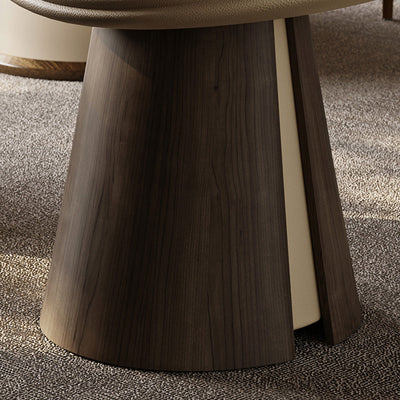 Traditional Vintage Arc Solid Wood Plywood Microfiber Leather Sponge Low Stool Backless Armless For Living Room