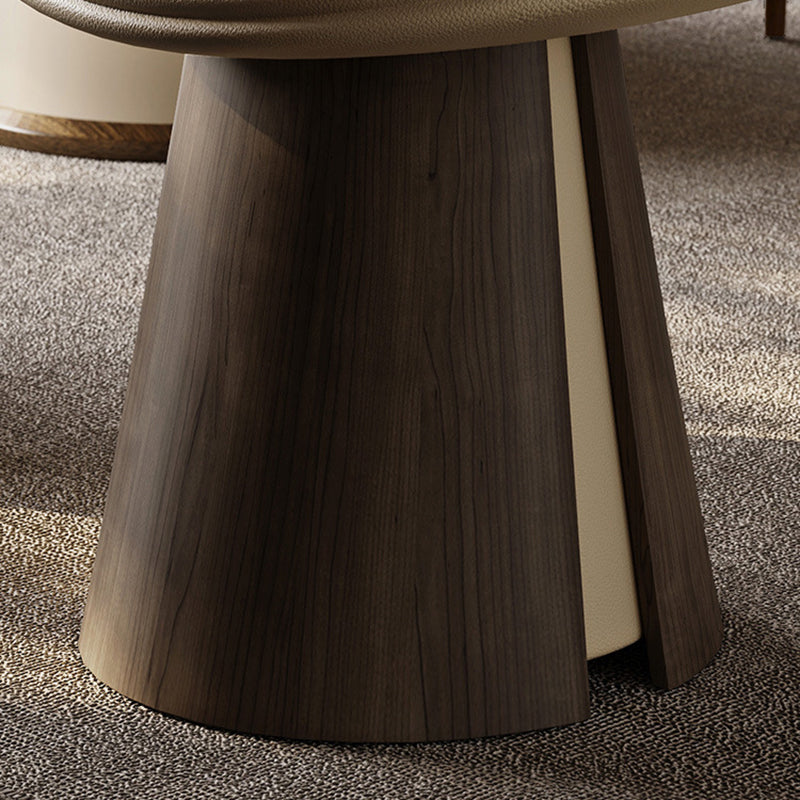 Traditional Vintage Arc Solid Wood Plywood Microfiber Leather Sponge Low Stool Backless Armless For Living Room
